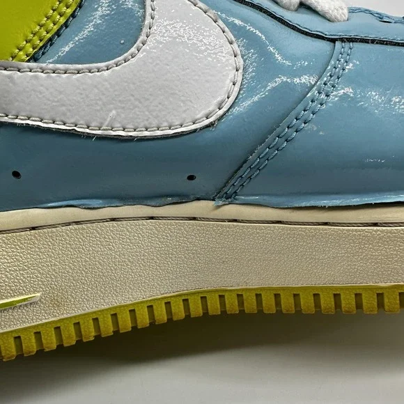 Vintage Nike Air Force 1 Low Pixie Shoes Mens Size 10.5 Blue Lime 312945-412